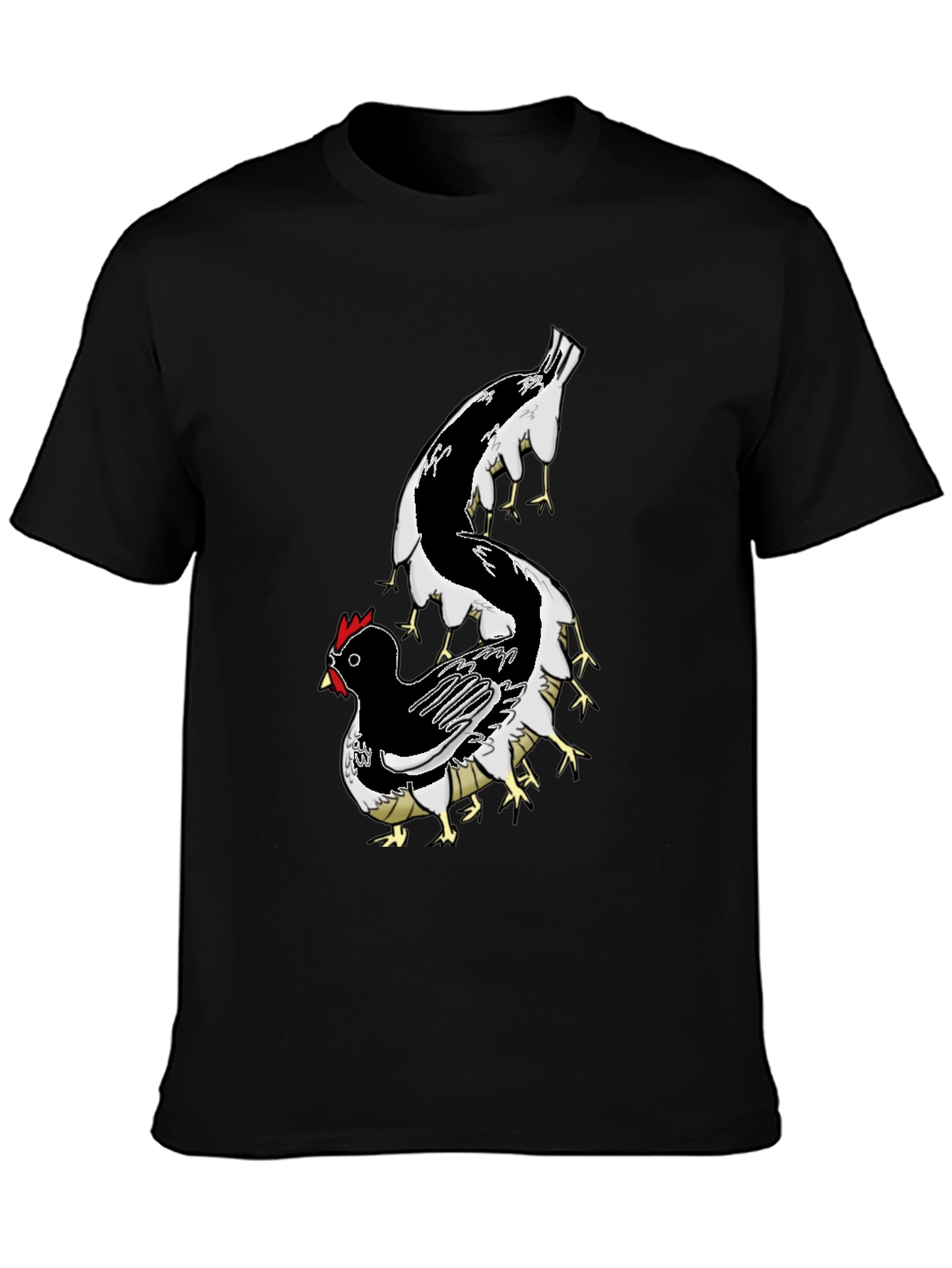 Chicken Centipede Black T-Shirt - Quirky Graphic Tee