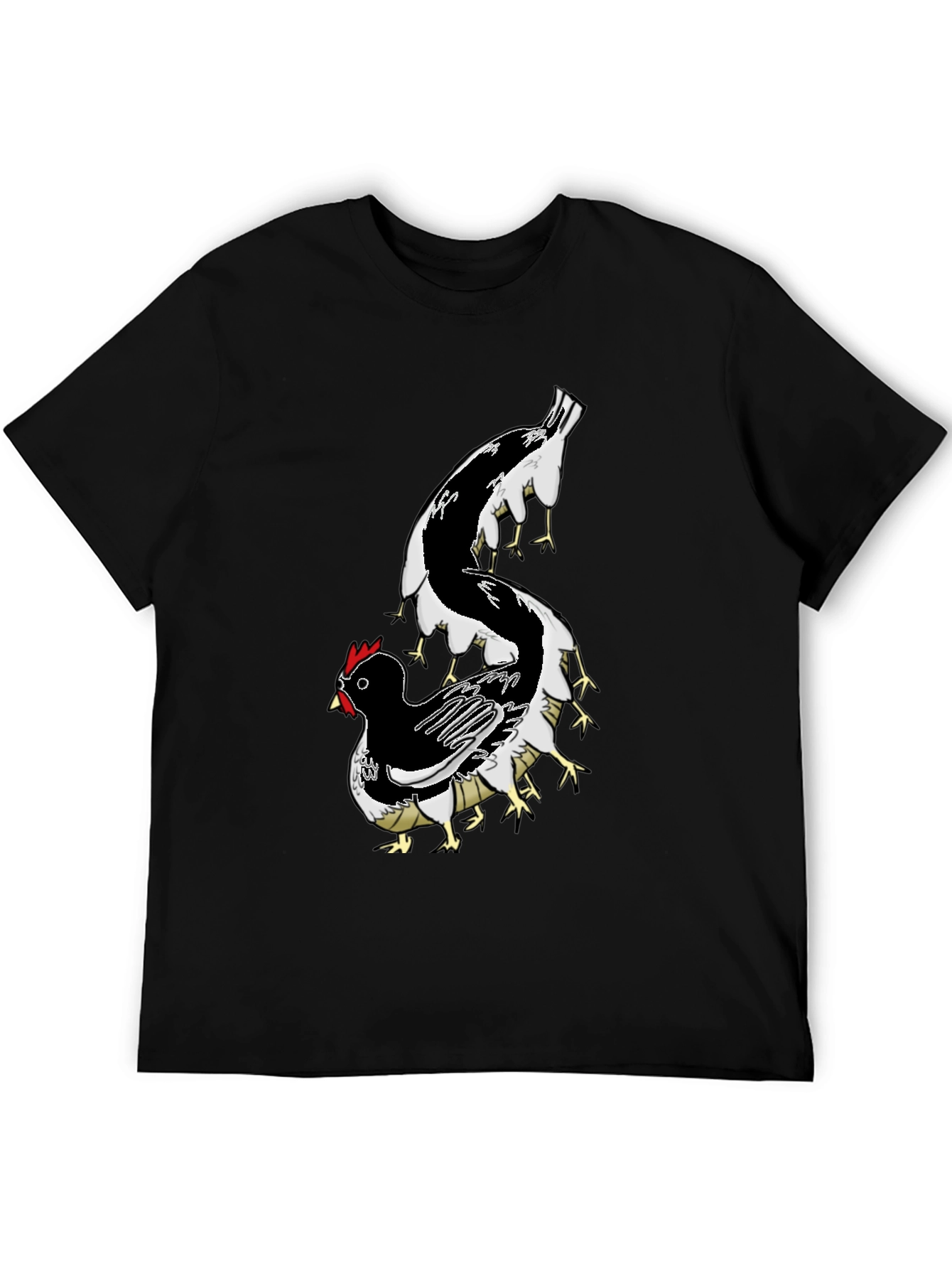 Chicken Centipede Black T-Shirt - Quirky Graphic Tee