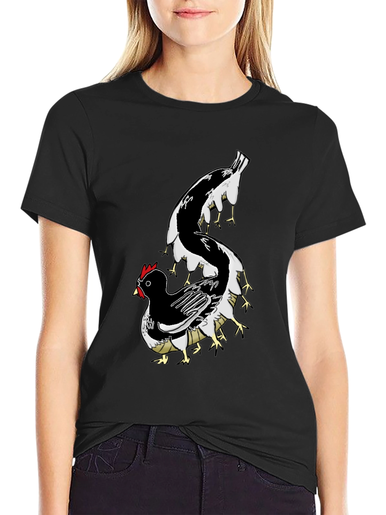 Chicken Centipede Black T-Shirt - Quirky Graphic Tee