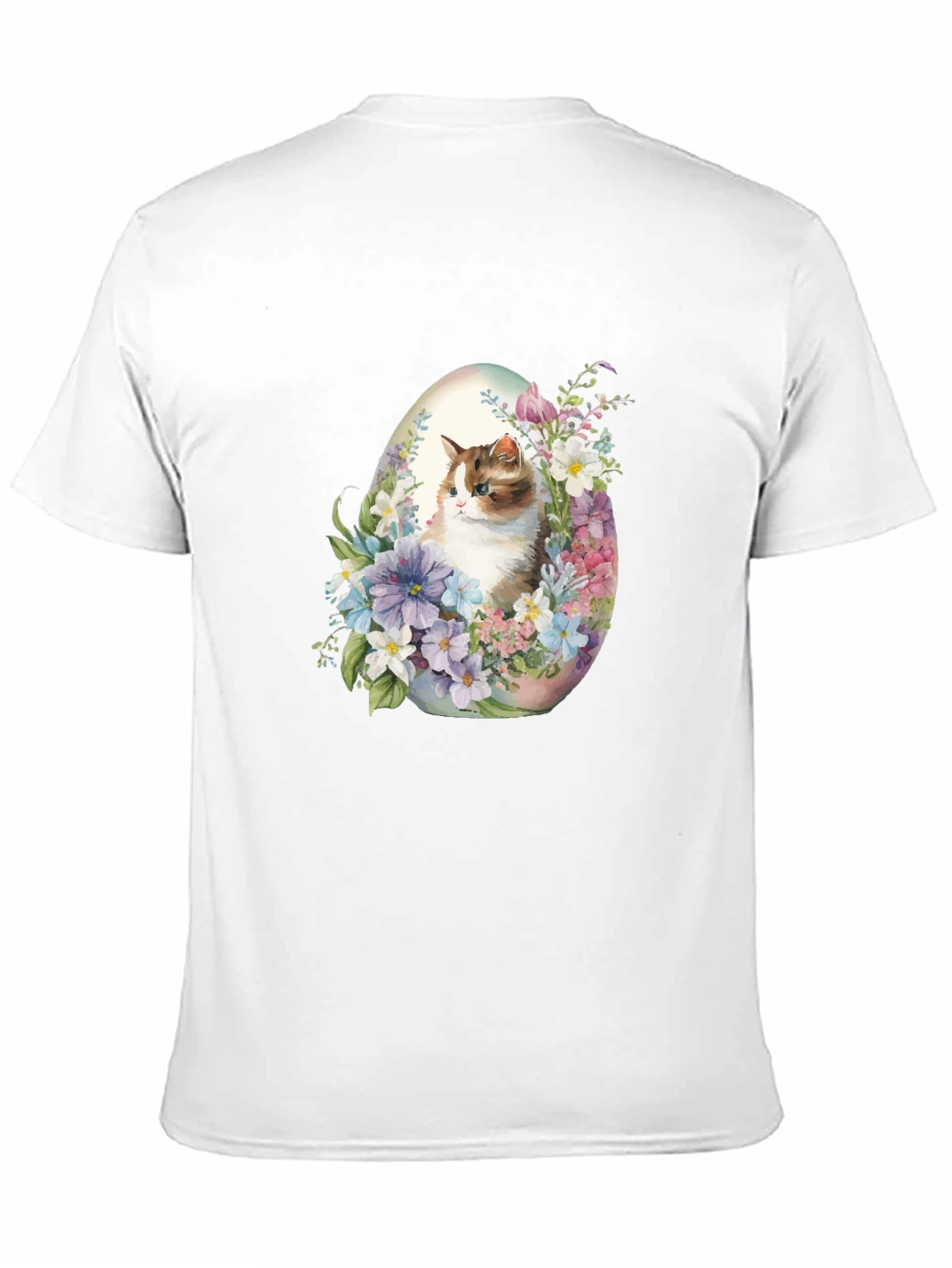 Easter Cat Egg T-Shirt - Cute Kitten Floral Design