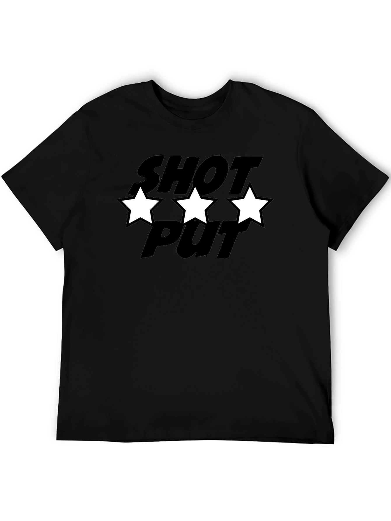 Shot Put T-Shirt with Star Design - Black