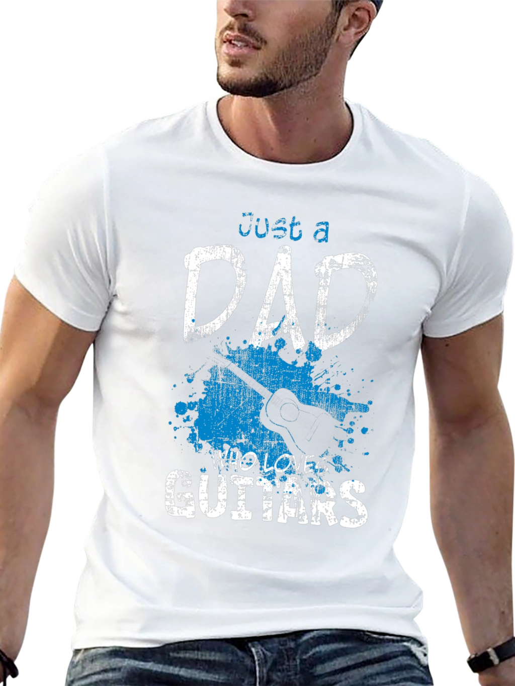Dad Who Loves Guitars Black T-Shirt