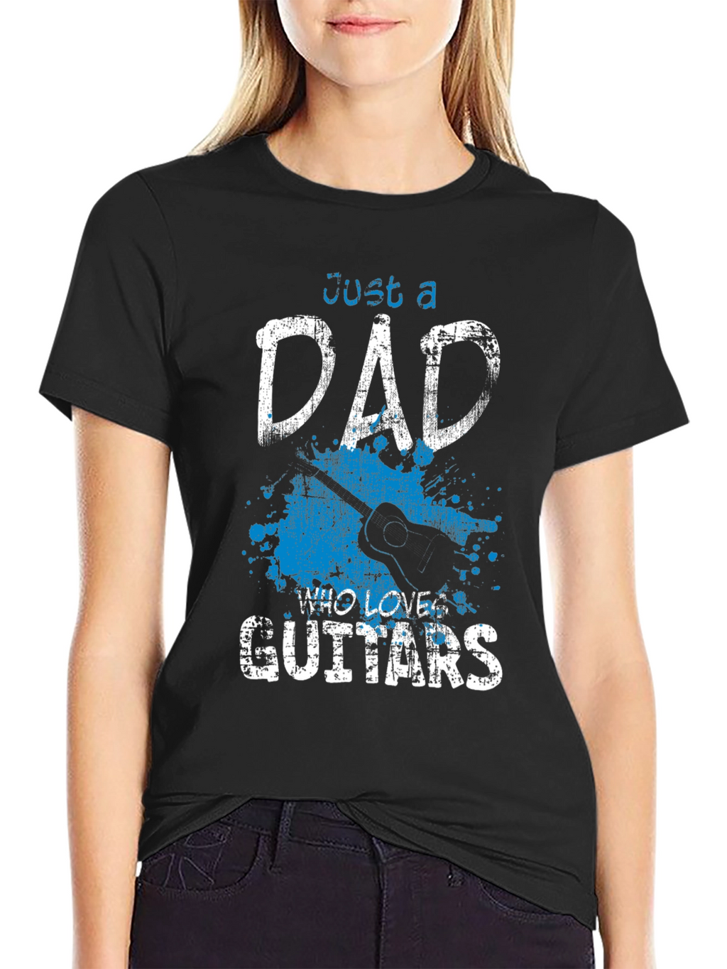 Dad Who Loves Guitars Black T-Shirt