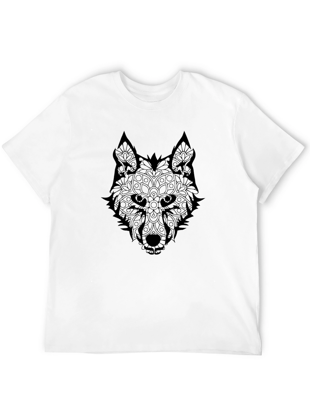 Wolf Mandala Graphic T-Shirt - Stylish Black Tee