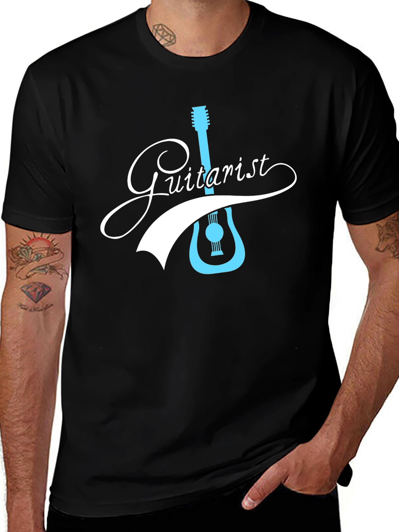 Guitarist Graphic Tee - Black Cotton T-Shirt for Music Lovers