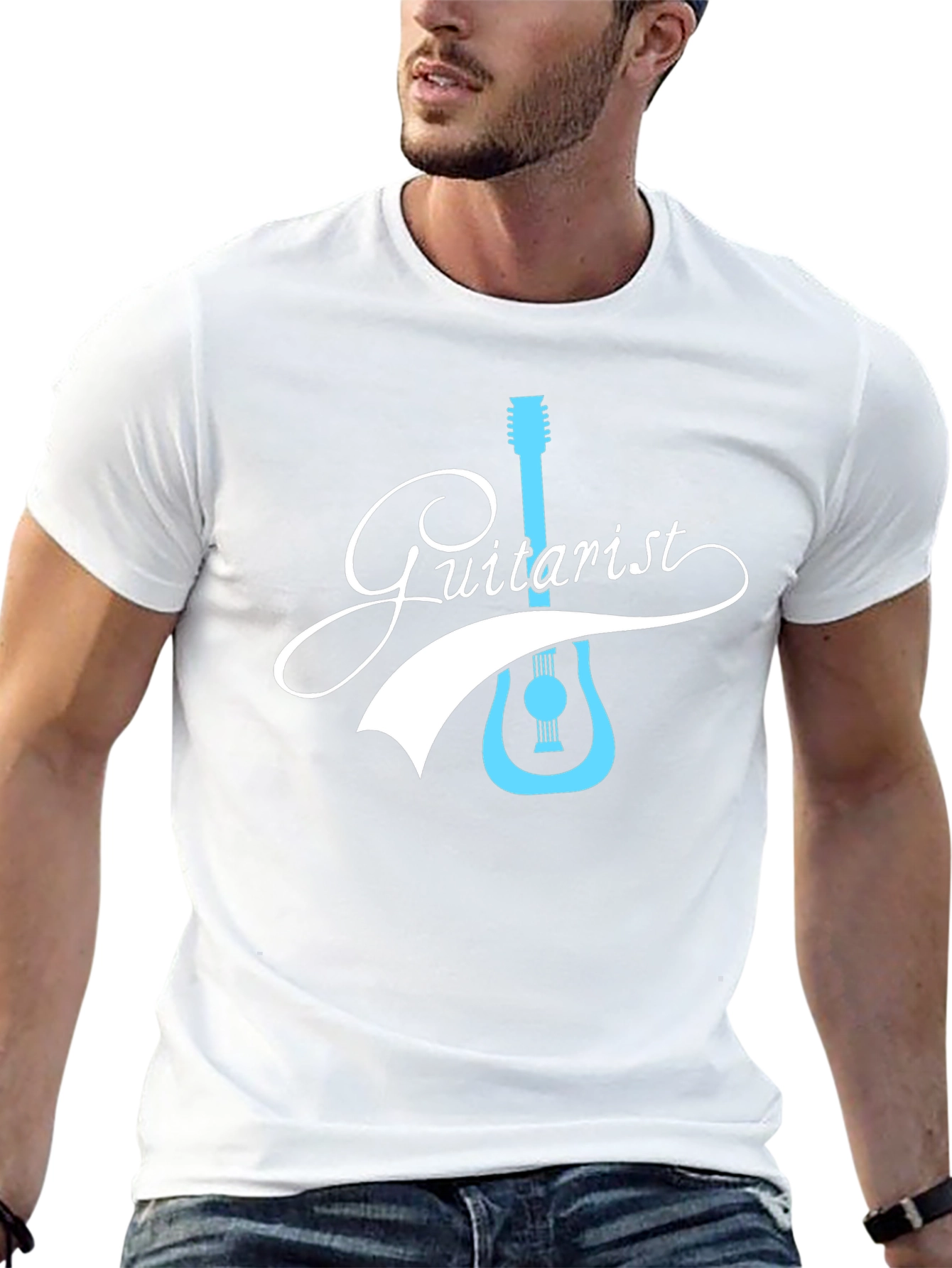 Guitarist Graphic Tee - Black Cotton T-Shirt for Music Lovers