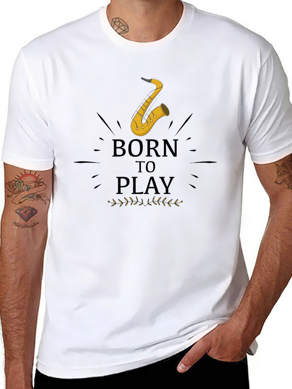 Born to Play Saxophone Black Graphic Tee