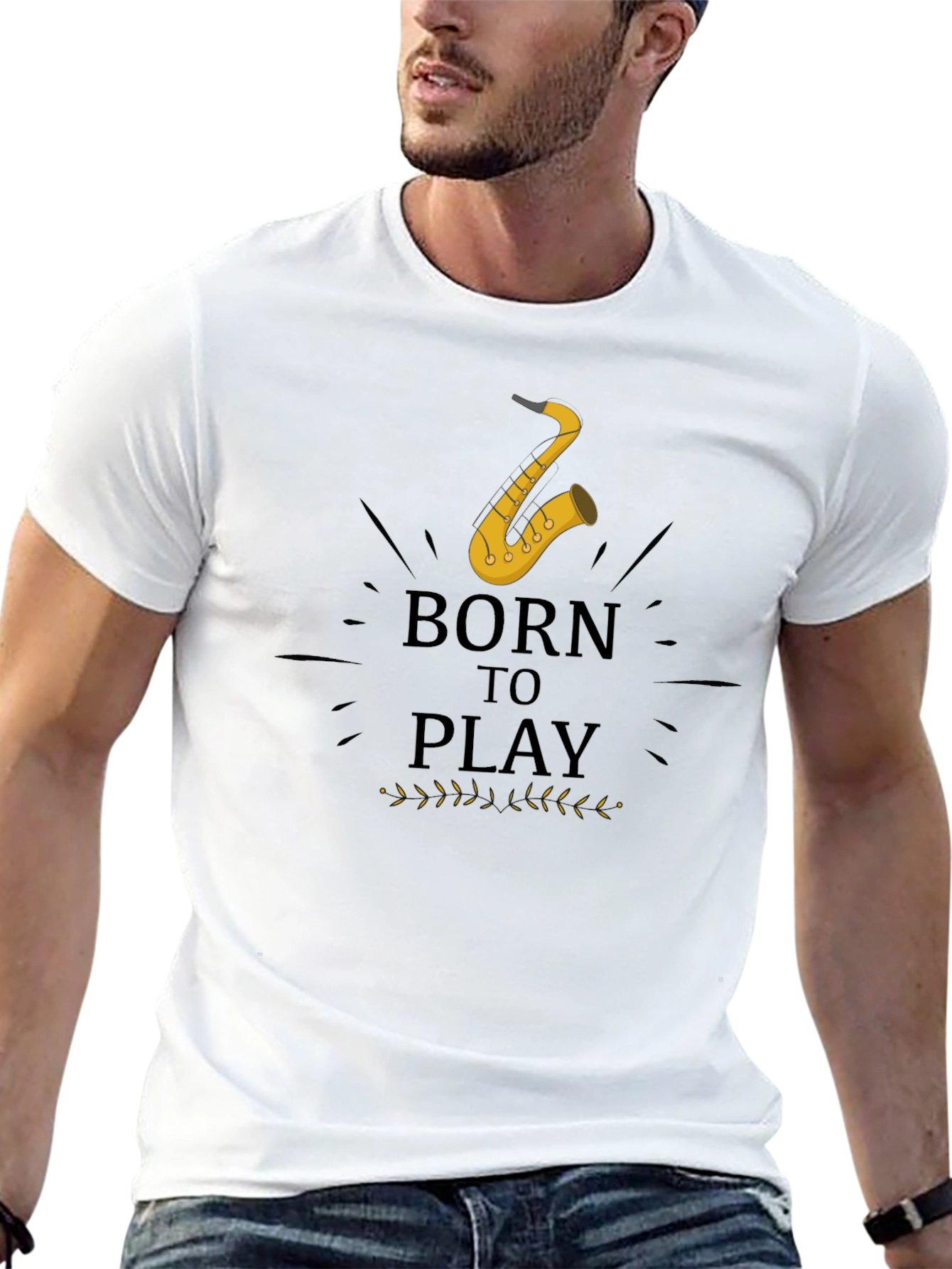 Born to Play Saxophone Black Graphic Tee