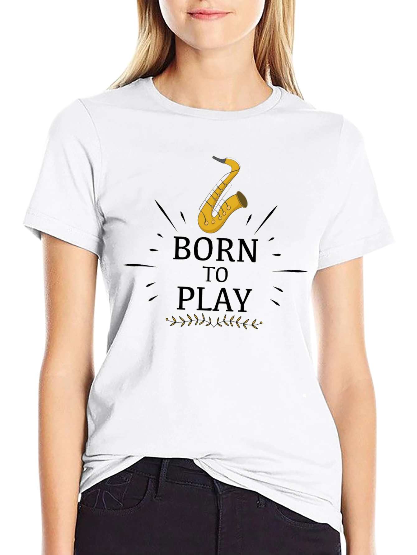 Born to Play Saxophone Black Graphic Tee