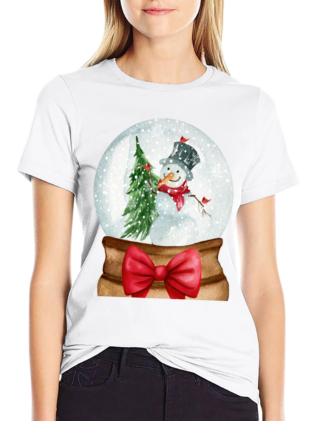 Festive Snow Globe Snowman Graphic Tee