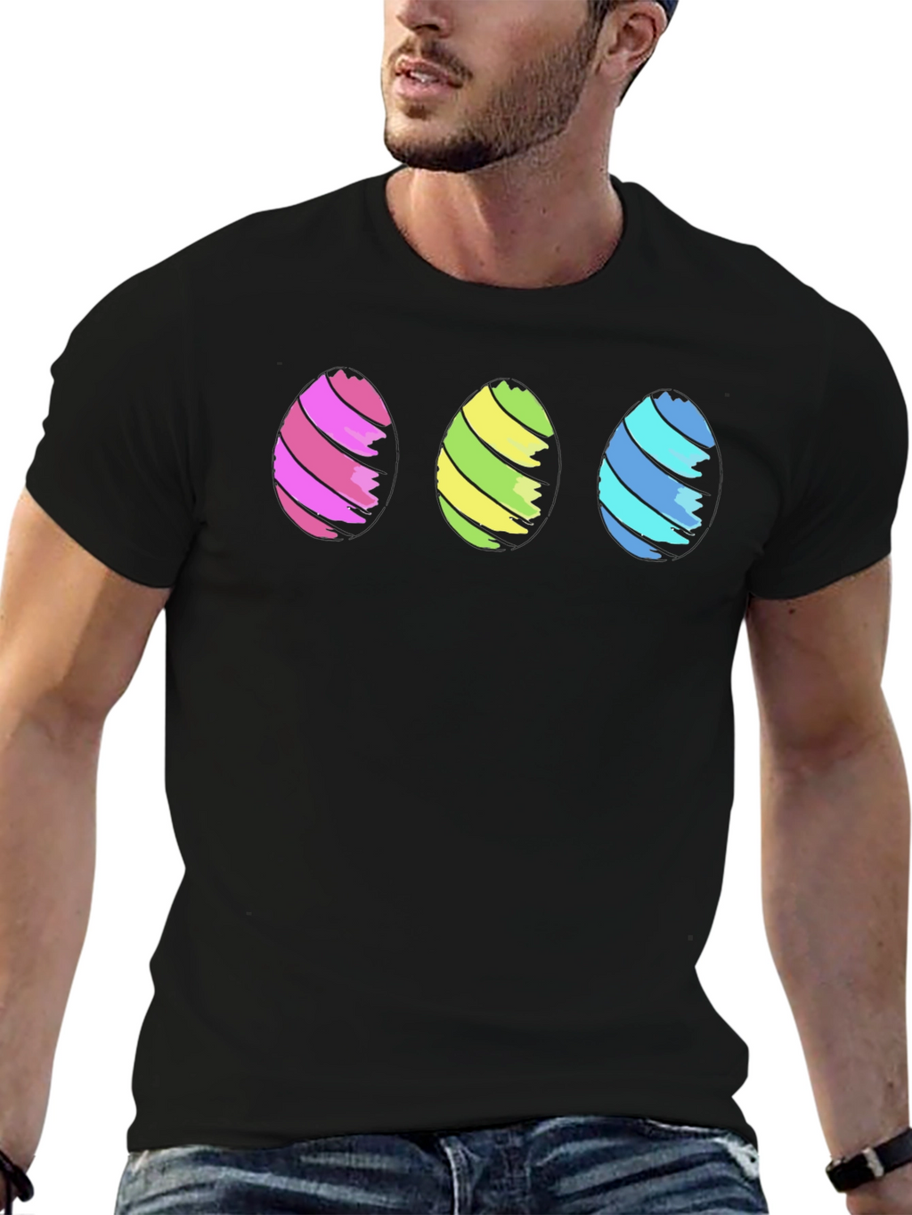 Easter Eggs Graphic Black T-Shirt