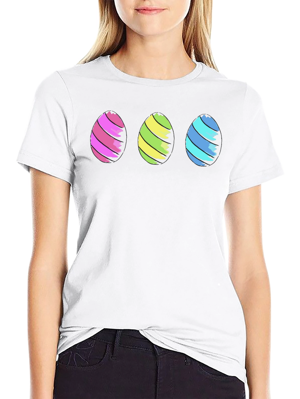 Easter Eggs Graphic Black T-Shirt