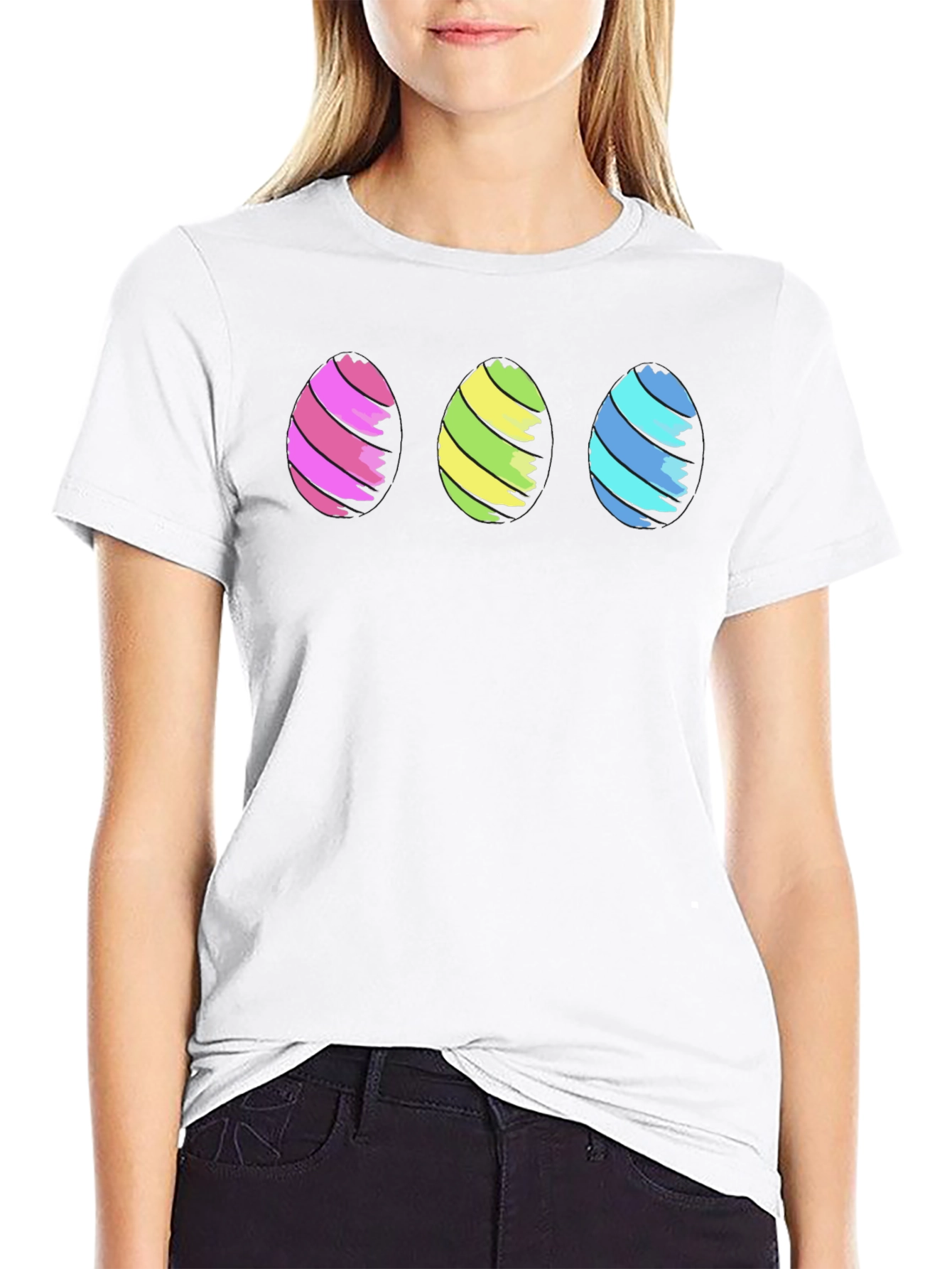 Easter Eggs Graphic Black T-Shirt