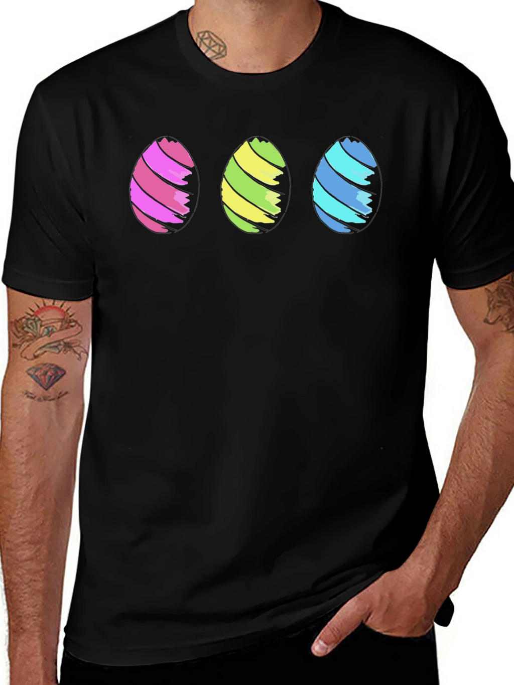 Easter Eggs Graphic Black T-Shirt