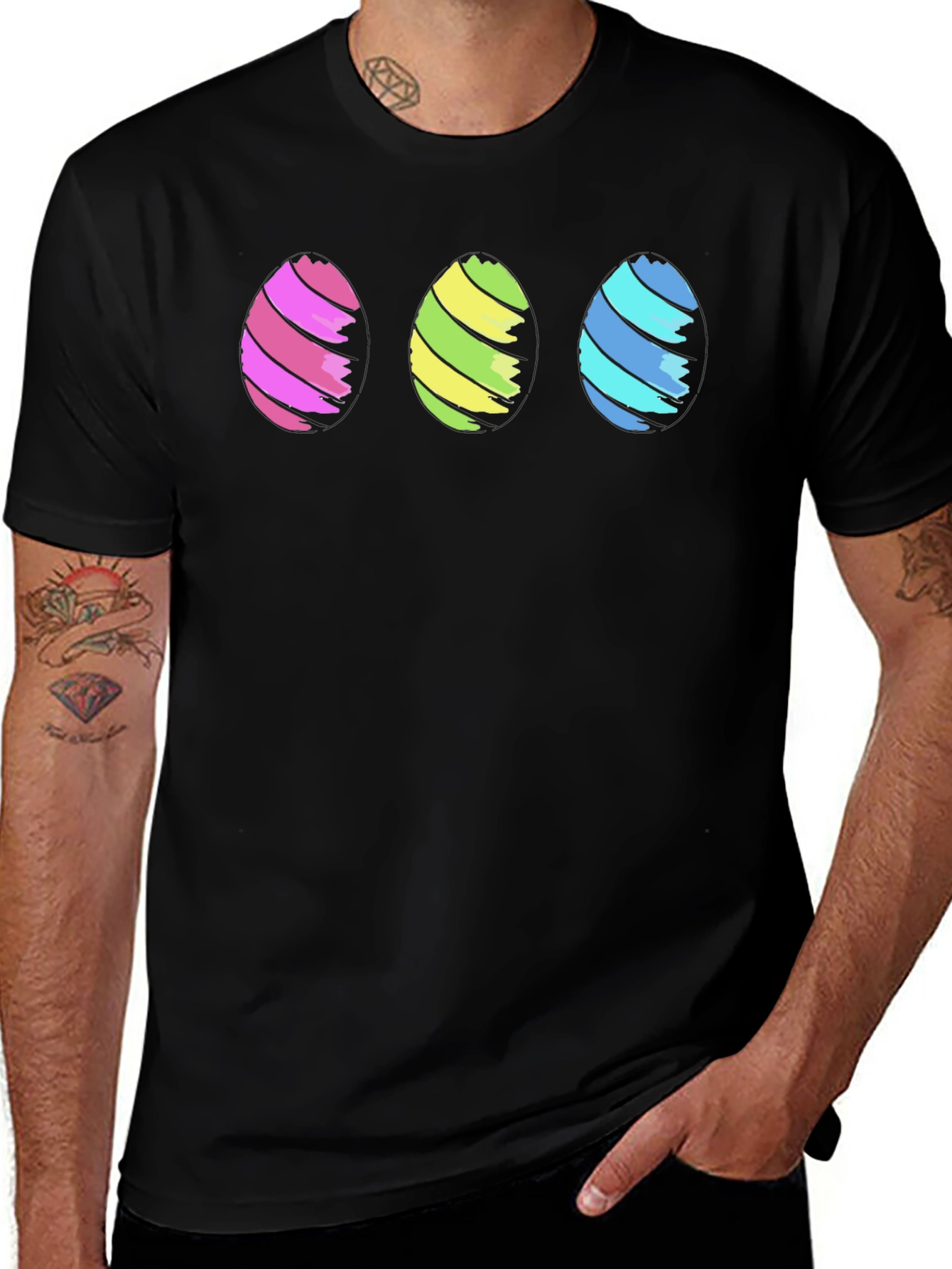 Easter Eggs Graphic Black T-Shirt