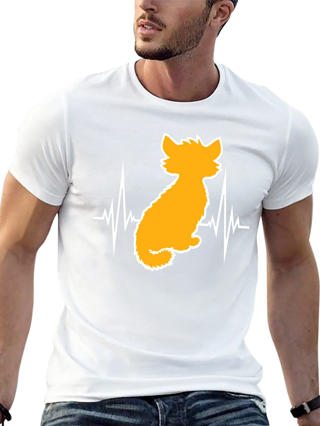 Cat Heartbeat T-Shirt - Unisex Graphic Tee