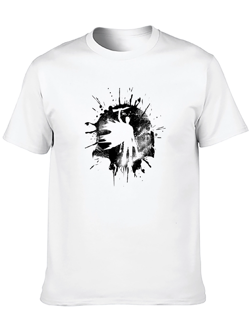 Abstract Warrior Graphic Print Black T-Shirt