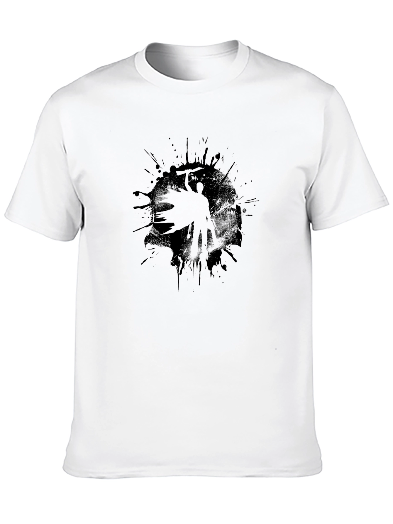 Abstract Warrior Graphic Print Black T-Shirt