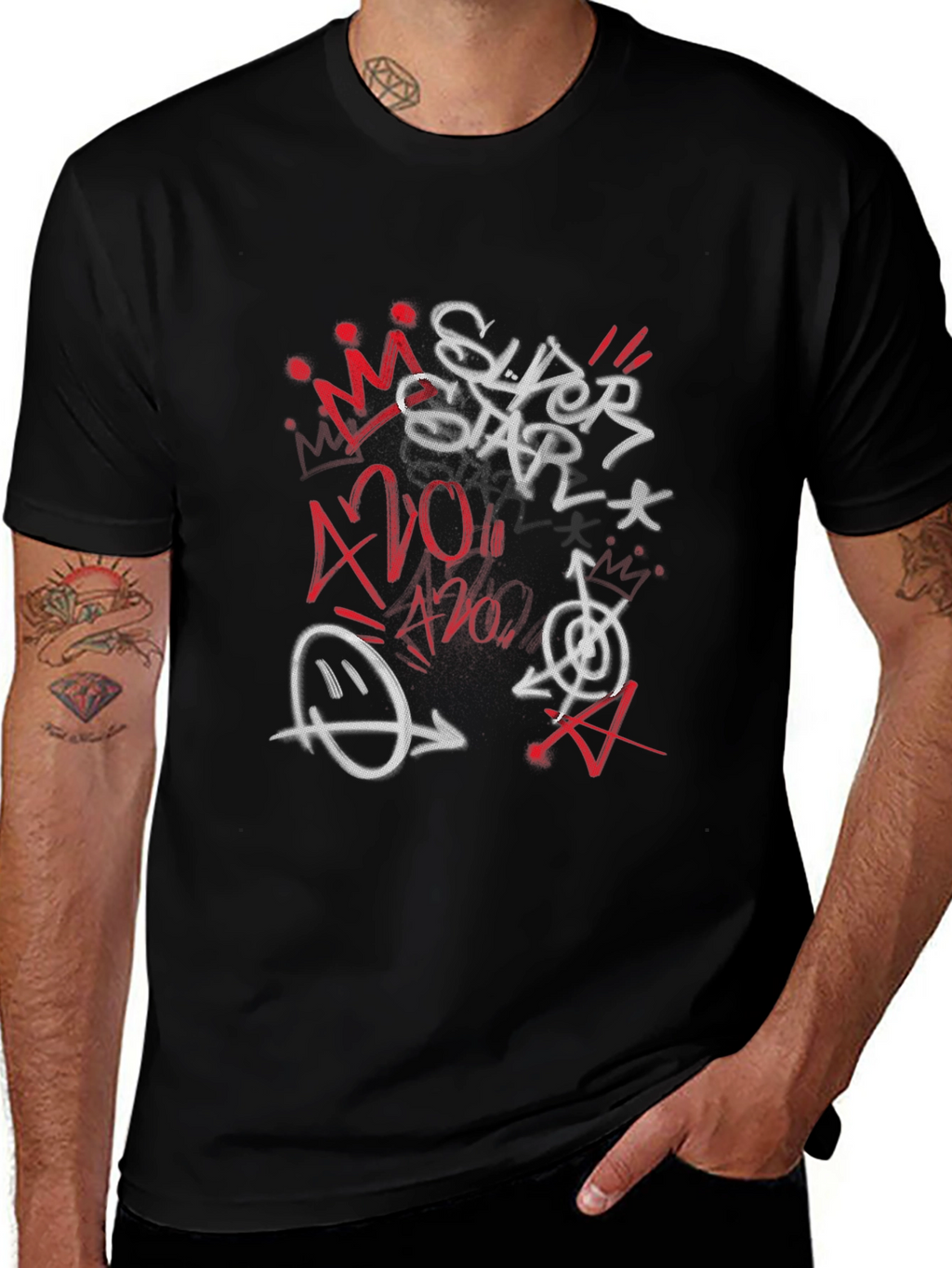 Superstar Graphic Print Black T-Shirt