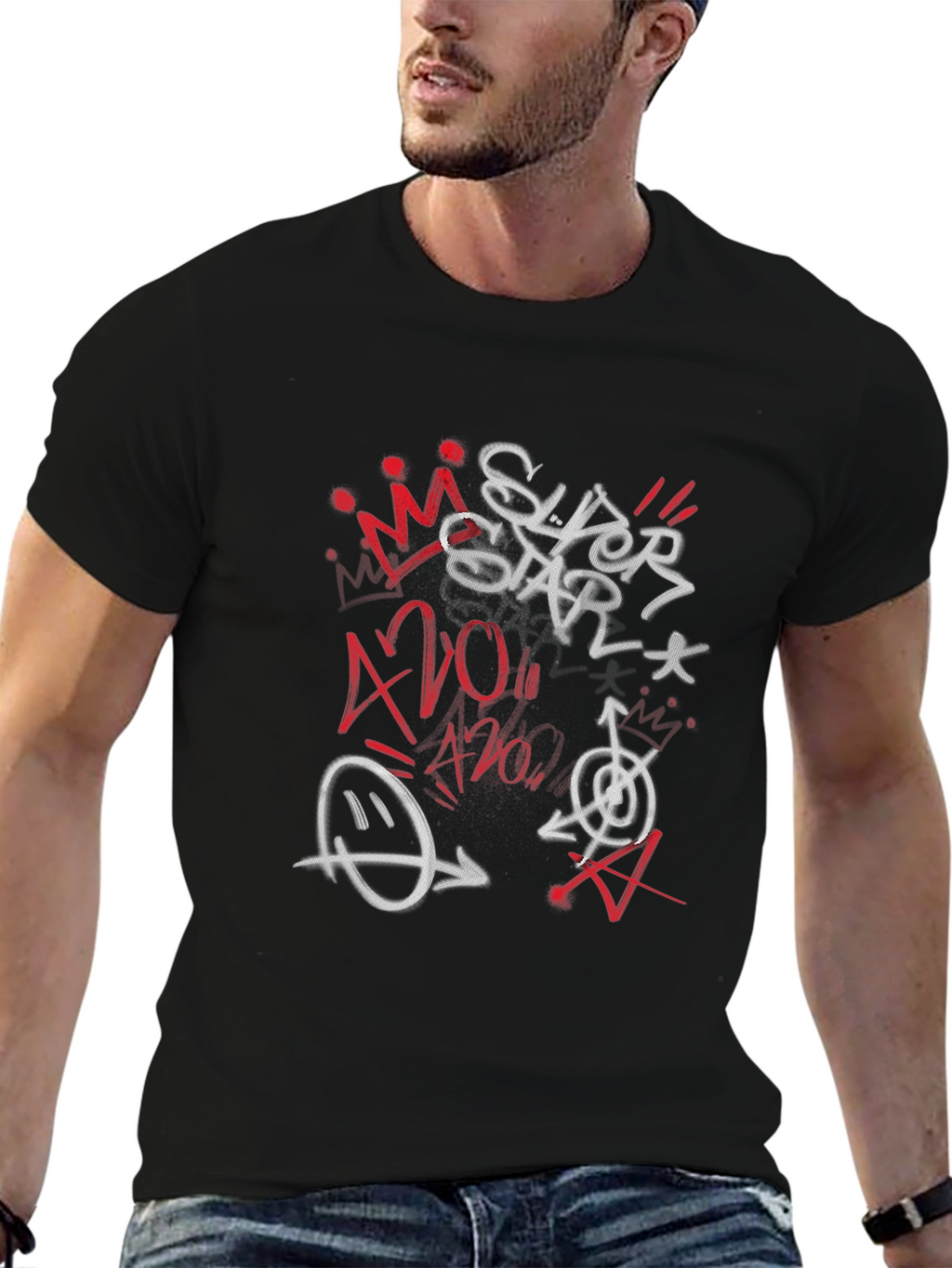 Superstar Graphic Print Black T-Shirt