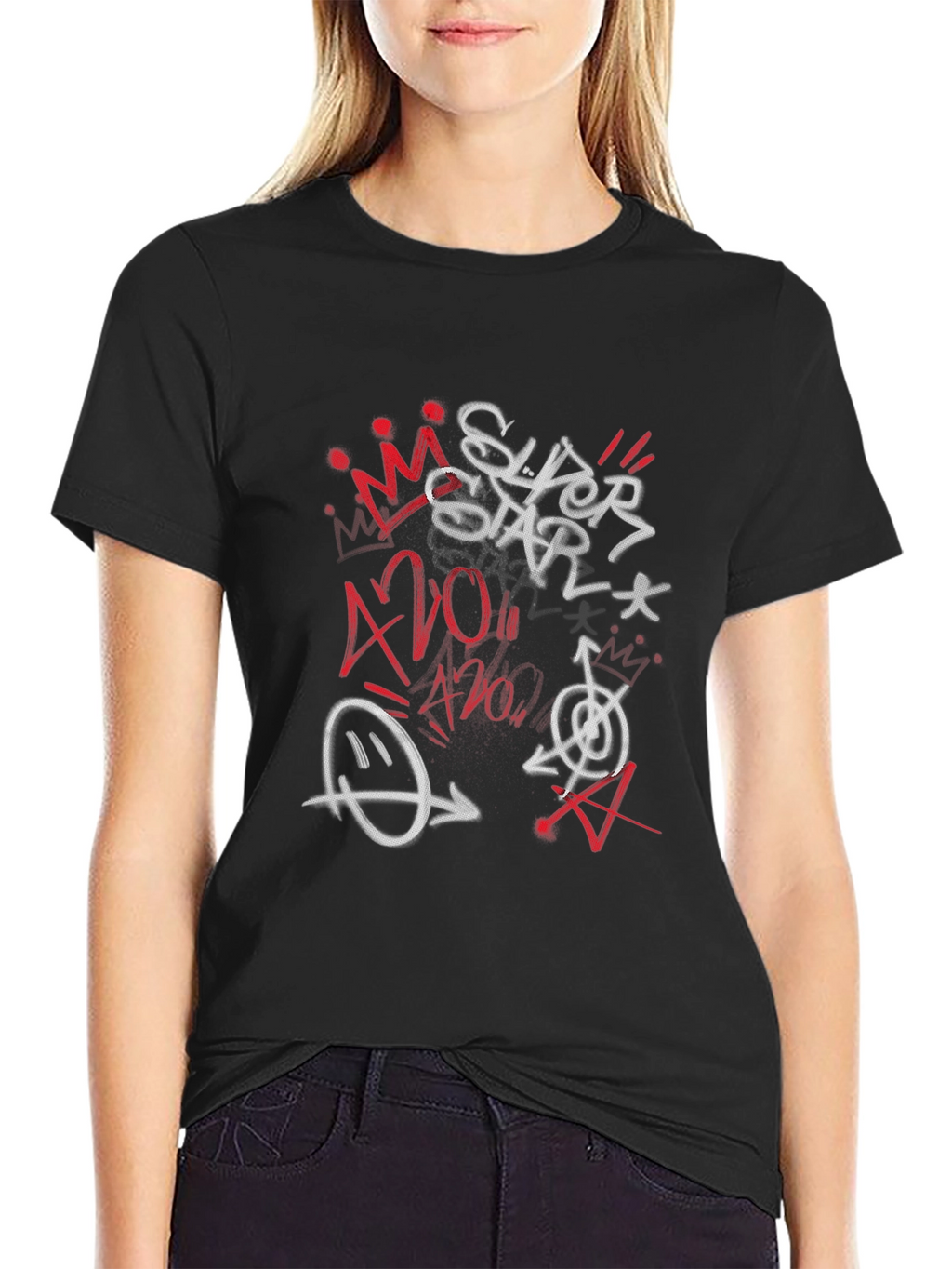 Superstar Graphic Print Black T-Shirt