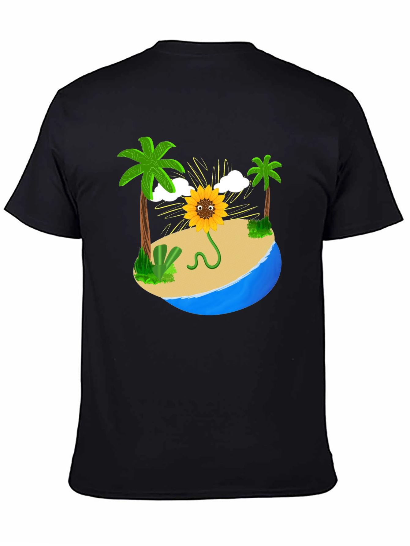 Sunflower Island Graphic Tee - Mens Black T-Shirt