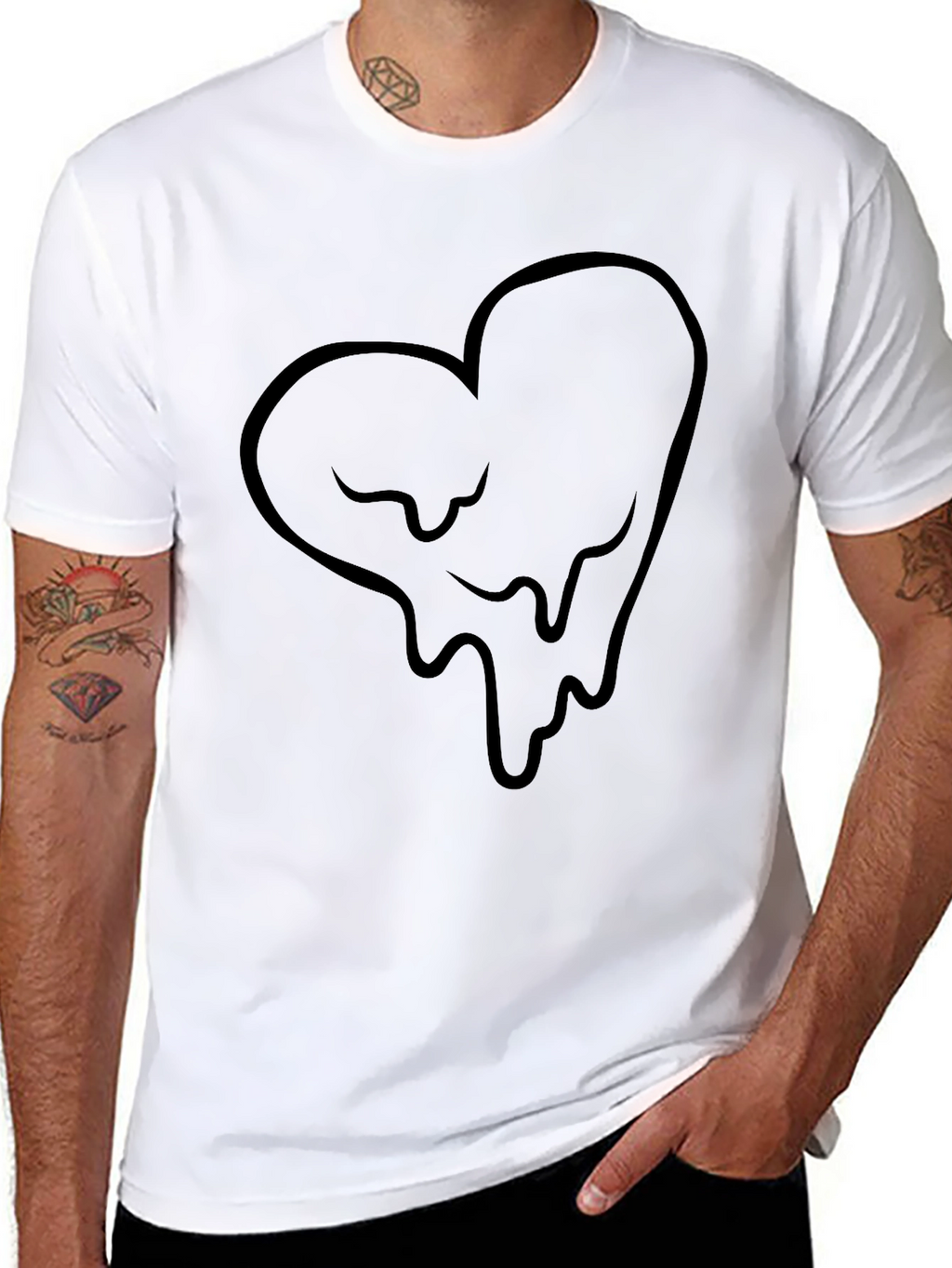 Dripping Heart Graphic Black T-Shirt