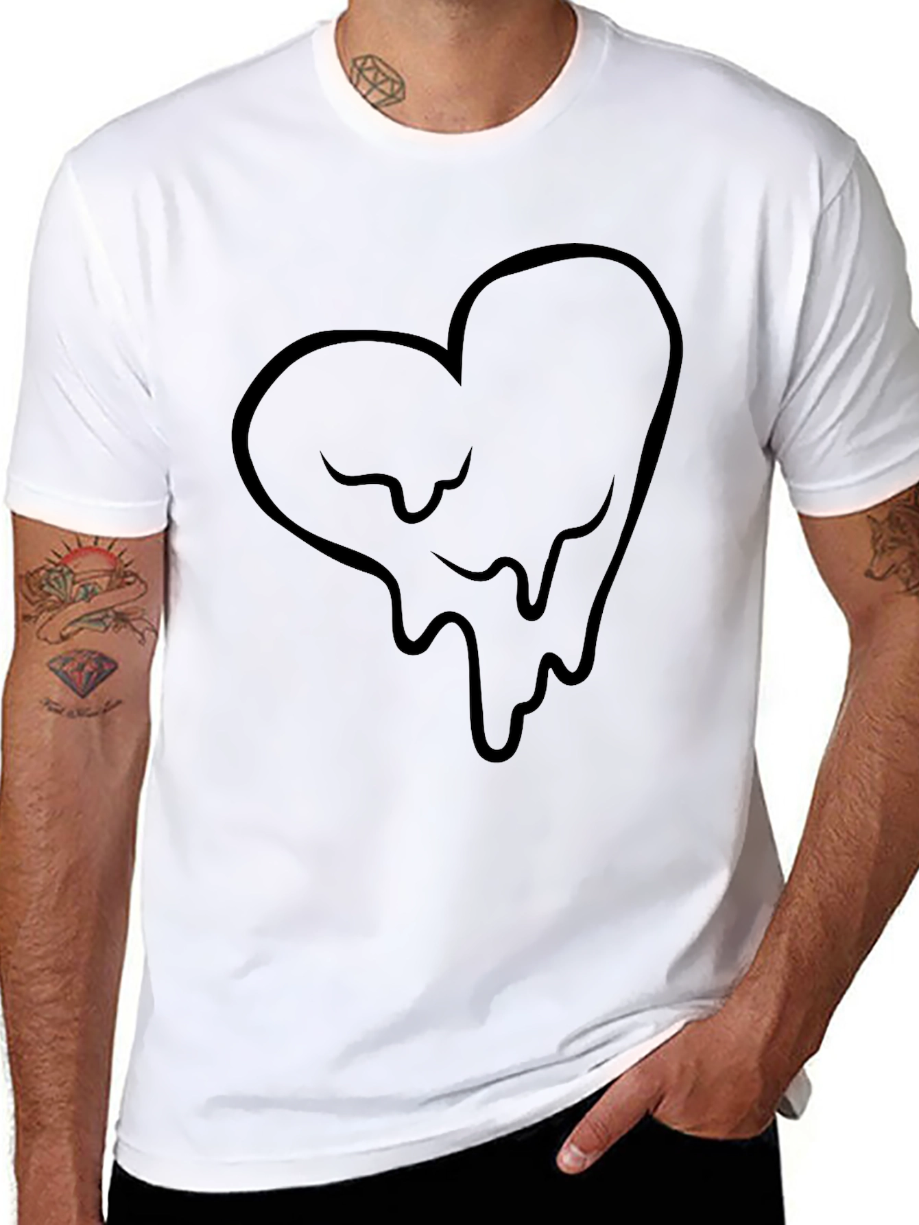 Dripping Heart Graphic Black T-Shirt