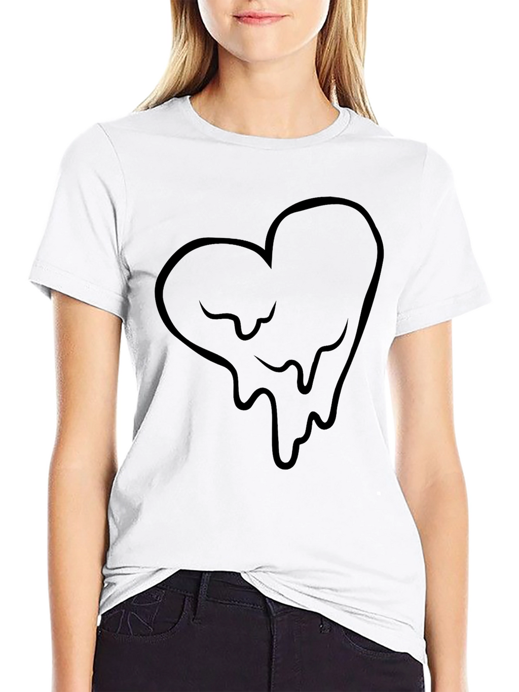 Dripping Heart Graphic Black T-Shirt