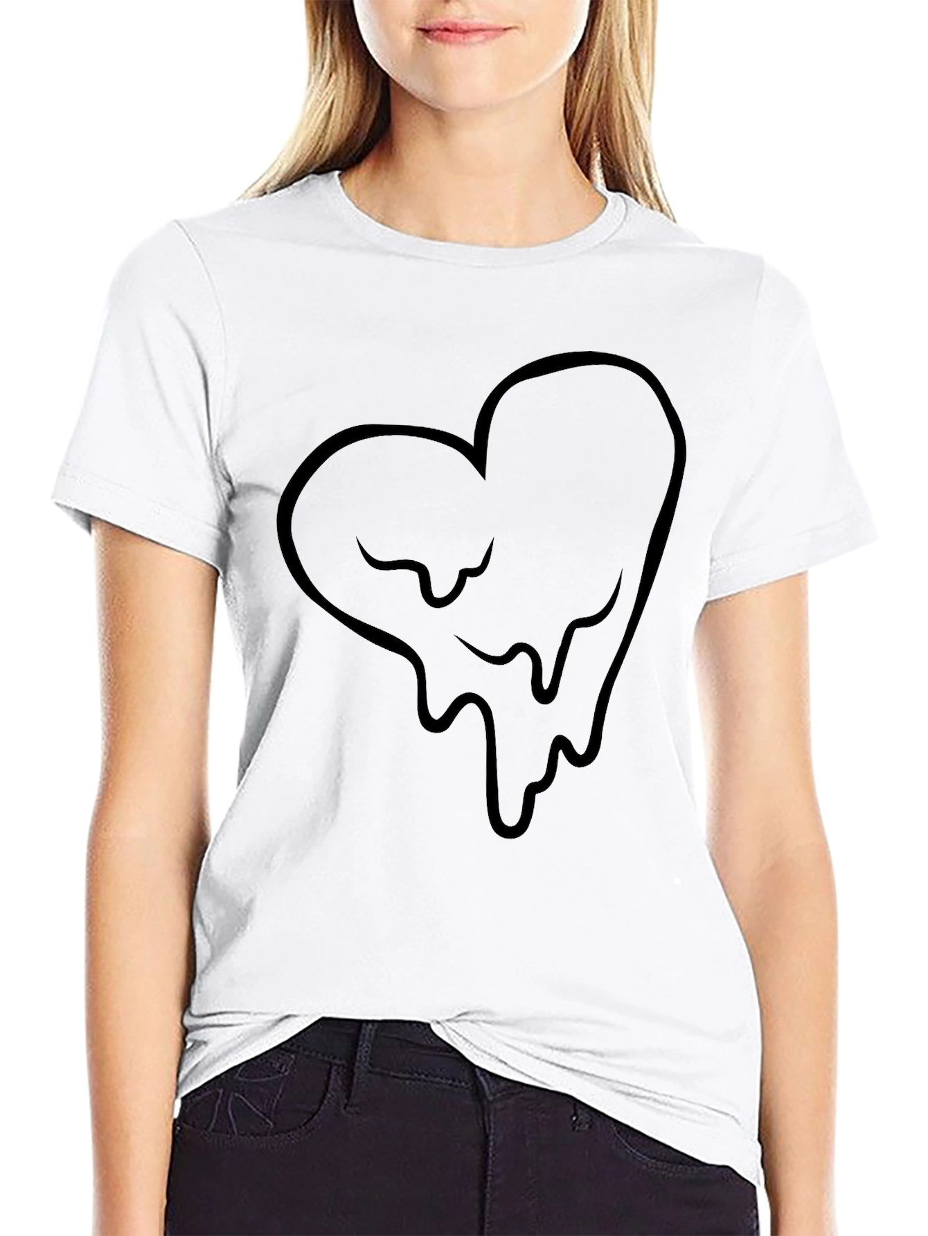 Dripping Heart Graphic Black T-Shirt