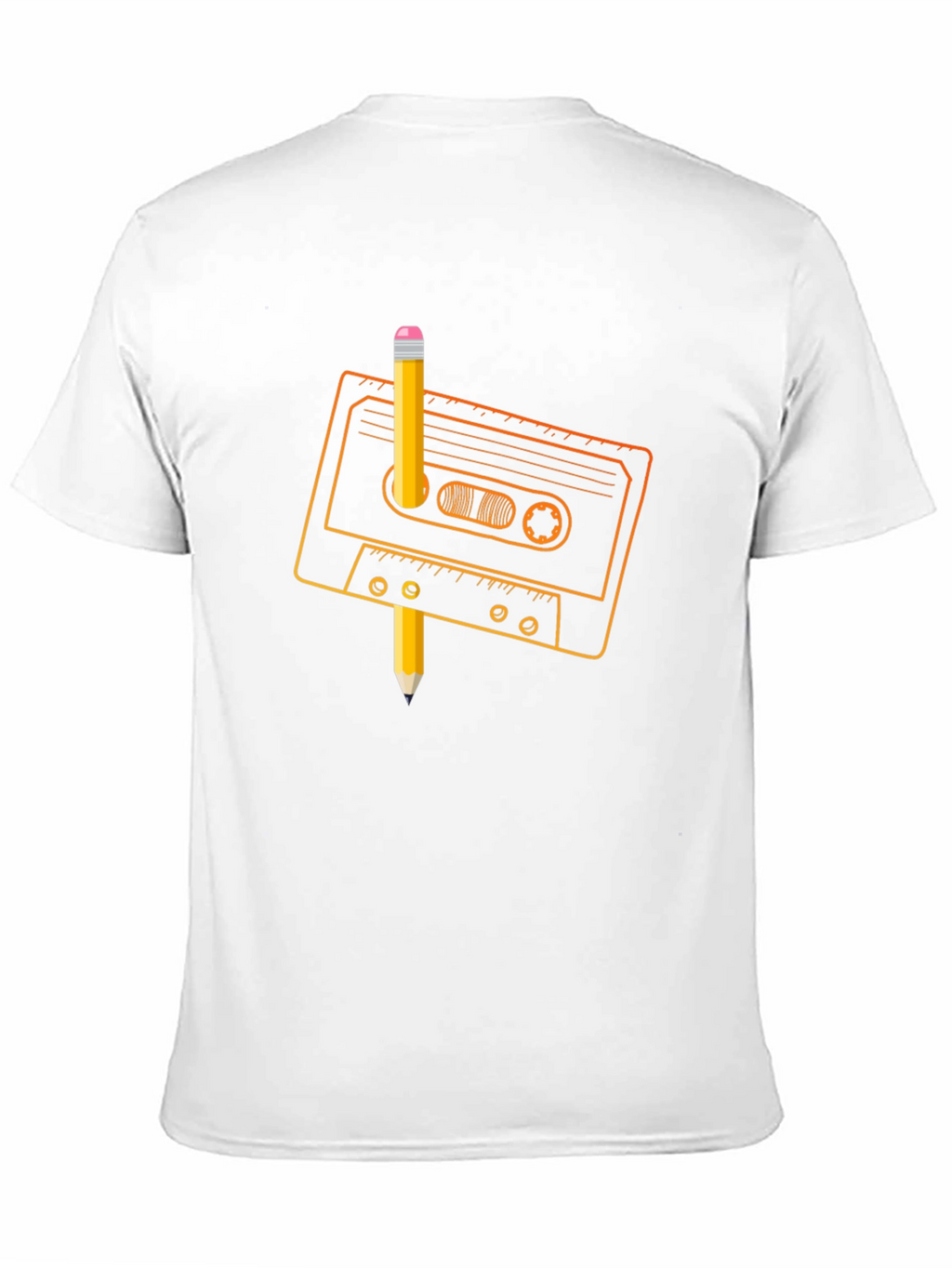 Retro Cassette Tape & Pencil Black T-Shirt