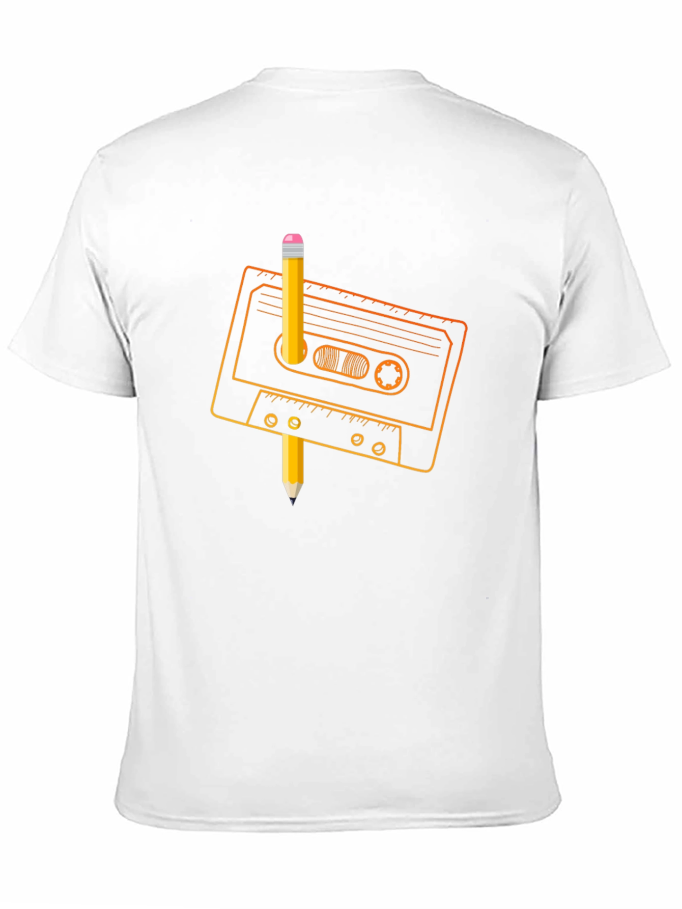 Retro Cassette Tape & Pencil Black T-Shirt