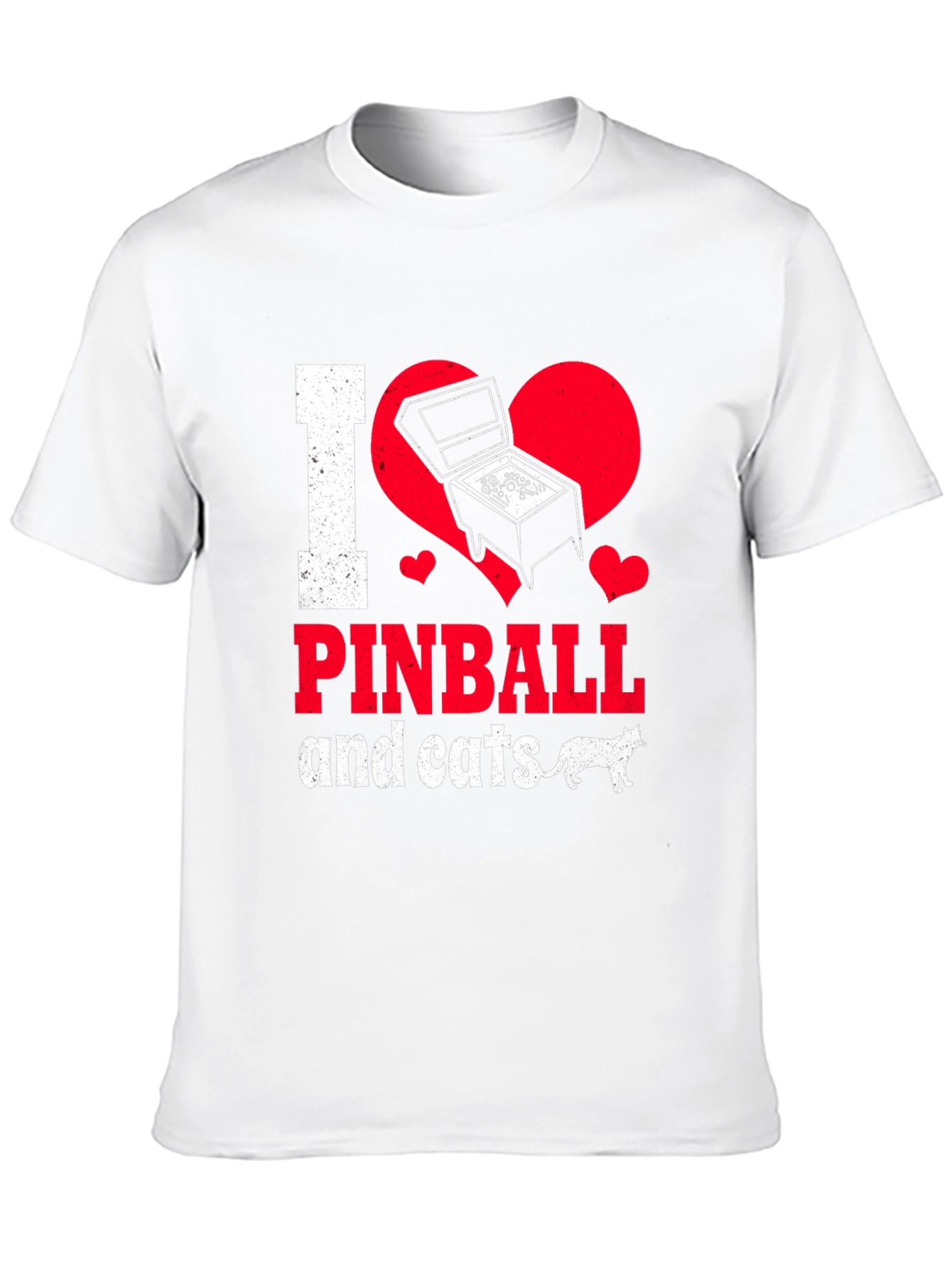 I Love Pinball and Cats Graphic T-Shirt