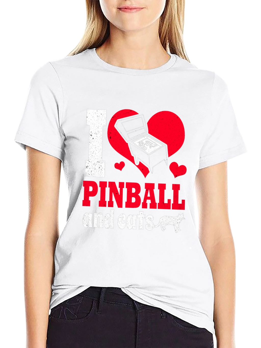 I Love Pinball and Cats Graphic T-Shirt