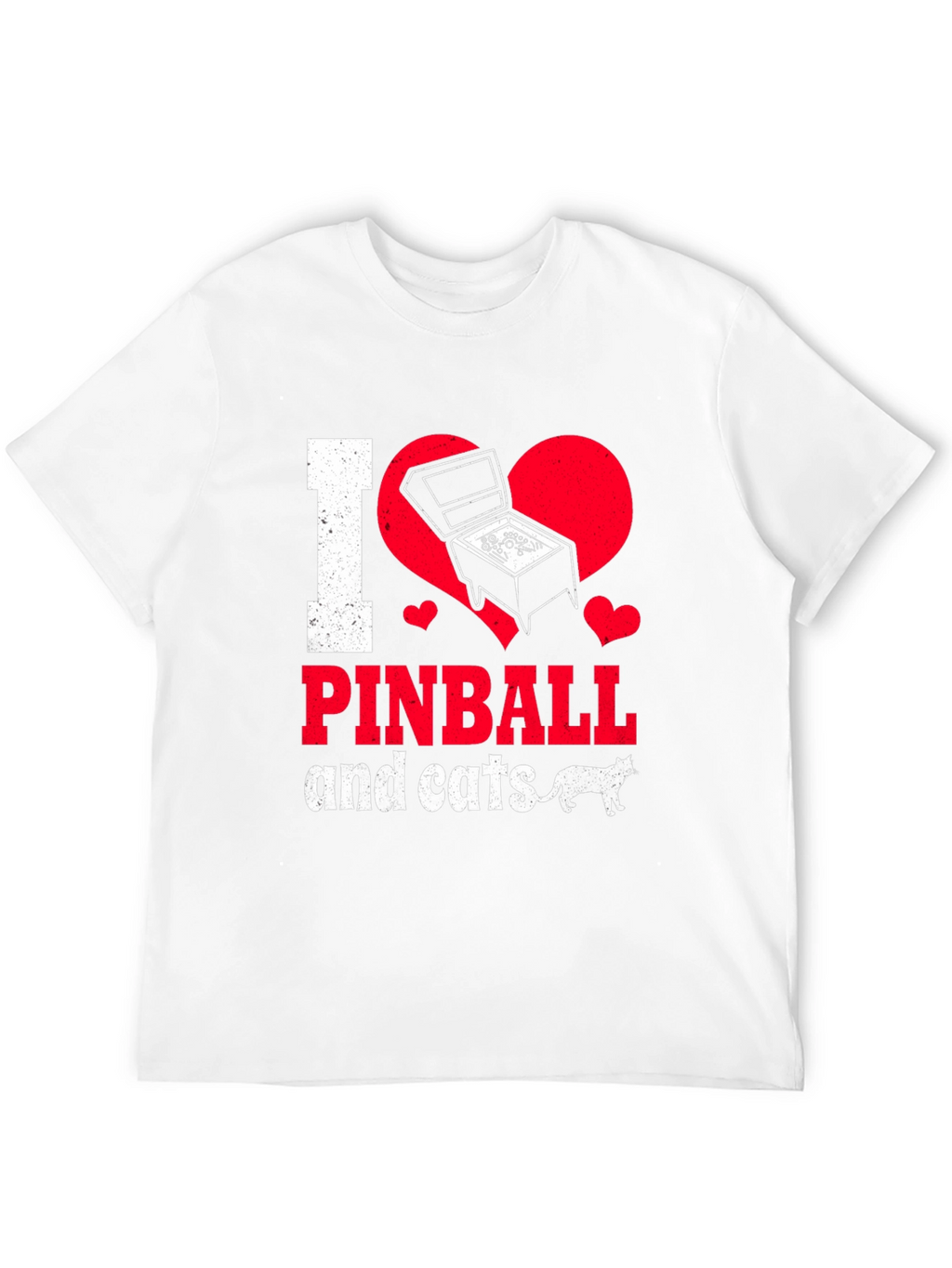 I Love Pinball and Cats Graphic T-Shirt