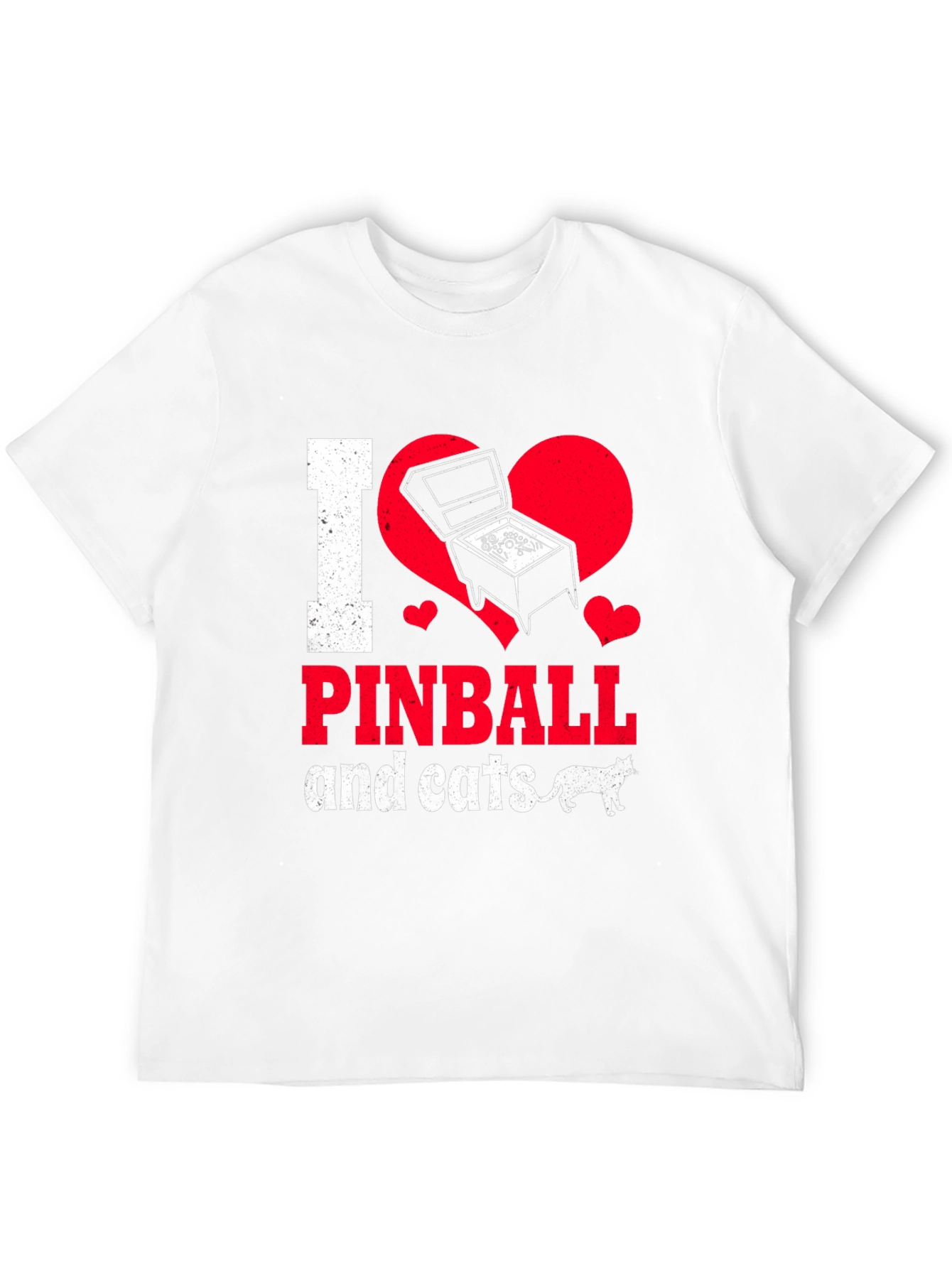 I Love Pinball and Cats Graphic T-Shirt