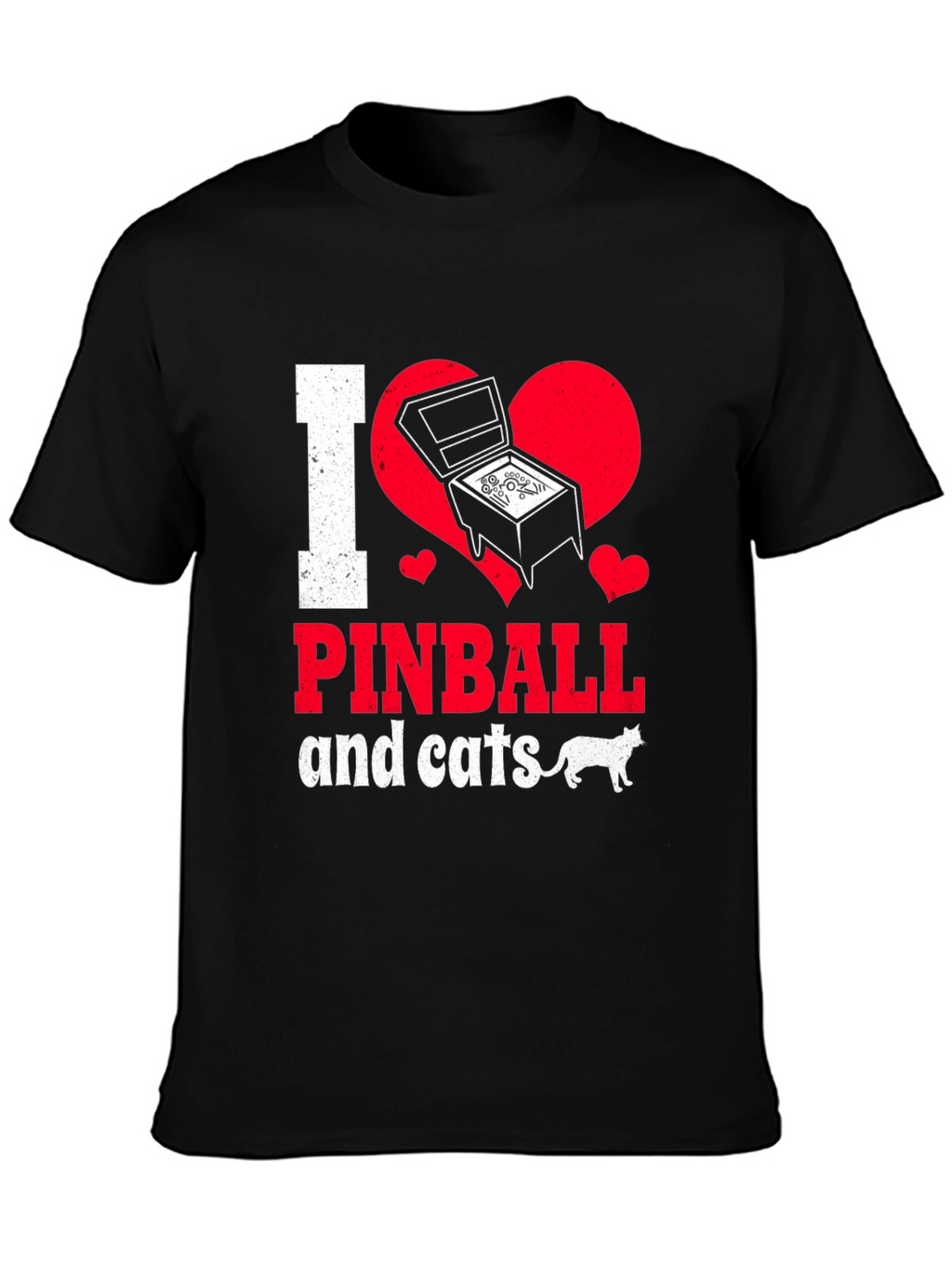 I Love Pinball and Cats Graphic T-Shirt