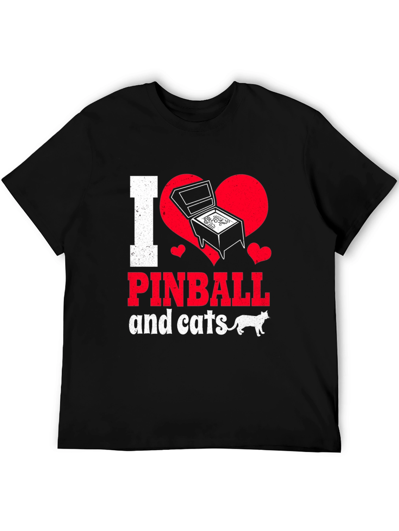 I Love Pinball and Cats Graphic T-Shirt