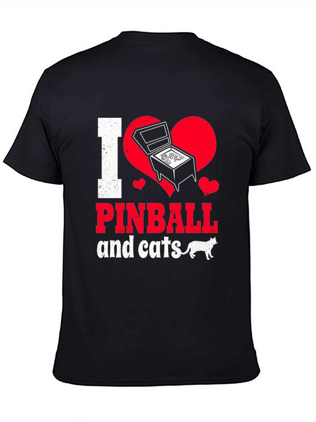I Love Pinball and Cats Graphic T-Shirt