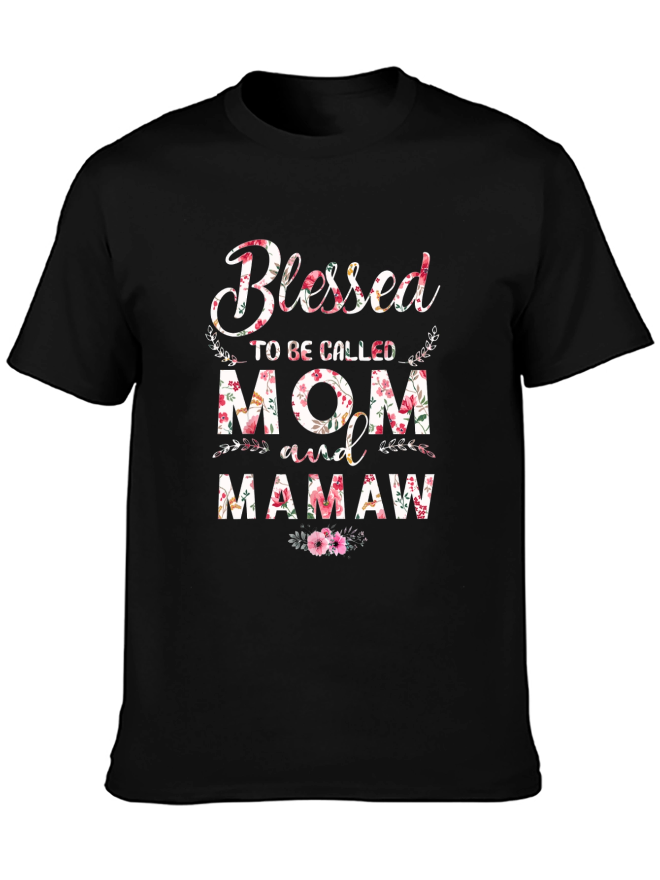 Blessed Mom & Mamaw Floral Graphic T-Shirt