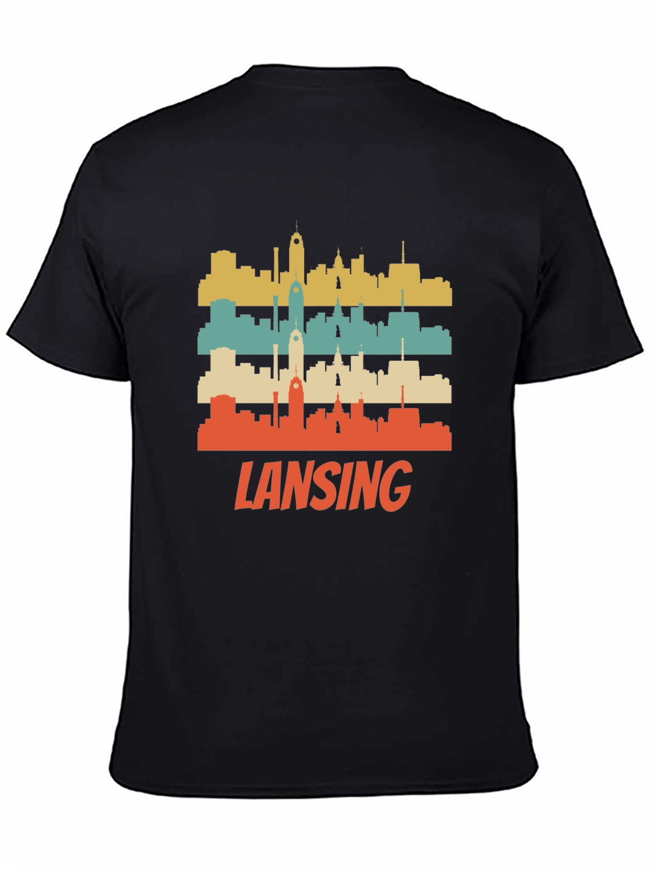Lansing Cityscape Retro T-Shirt - Vintage Style Tee