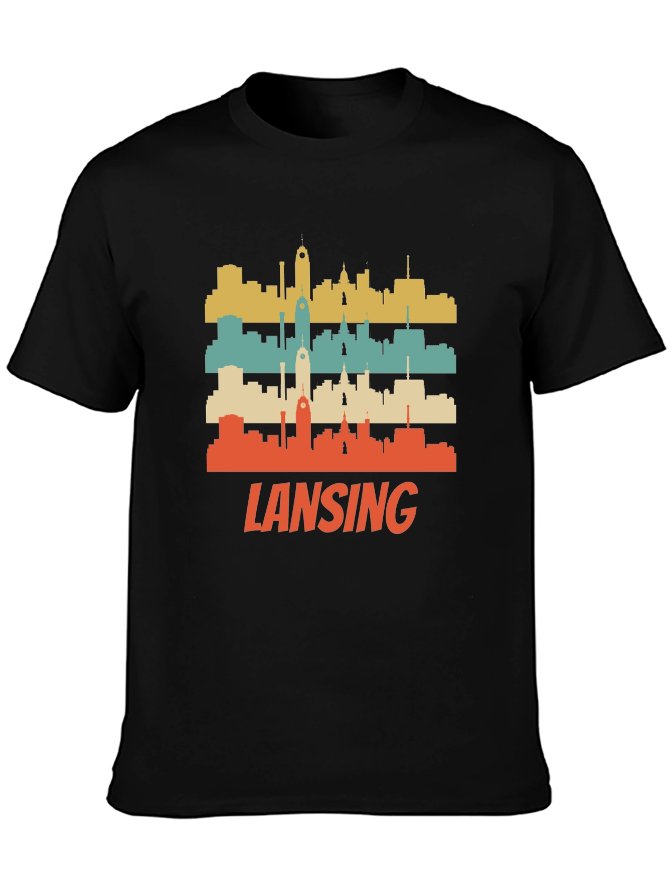 Lansing Cityscape Retro T-Shirt - Vintage Style Tee