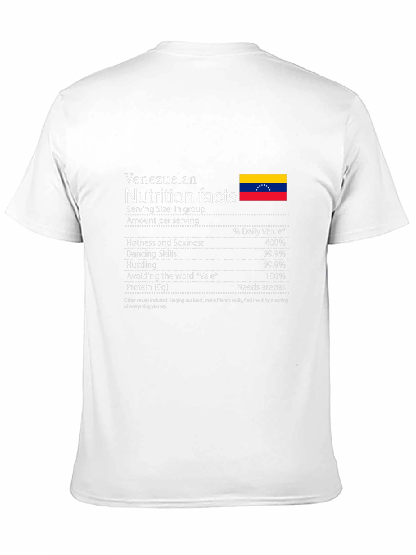 Funny Venezuelan Nutrition Facts T-Shirt