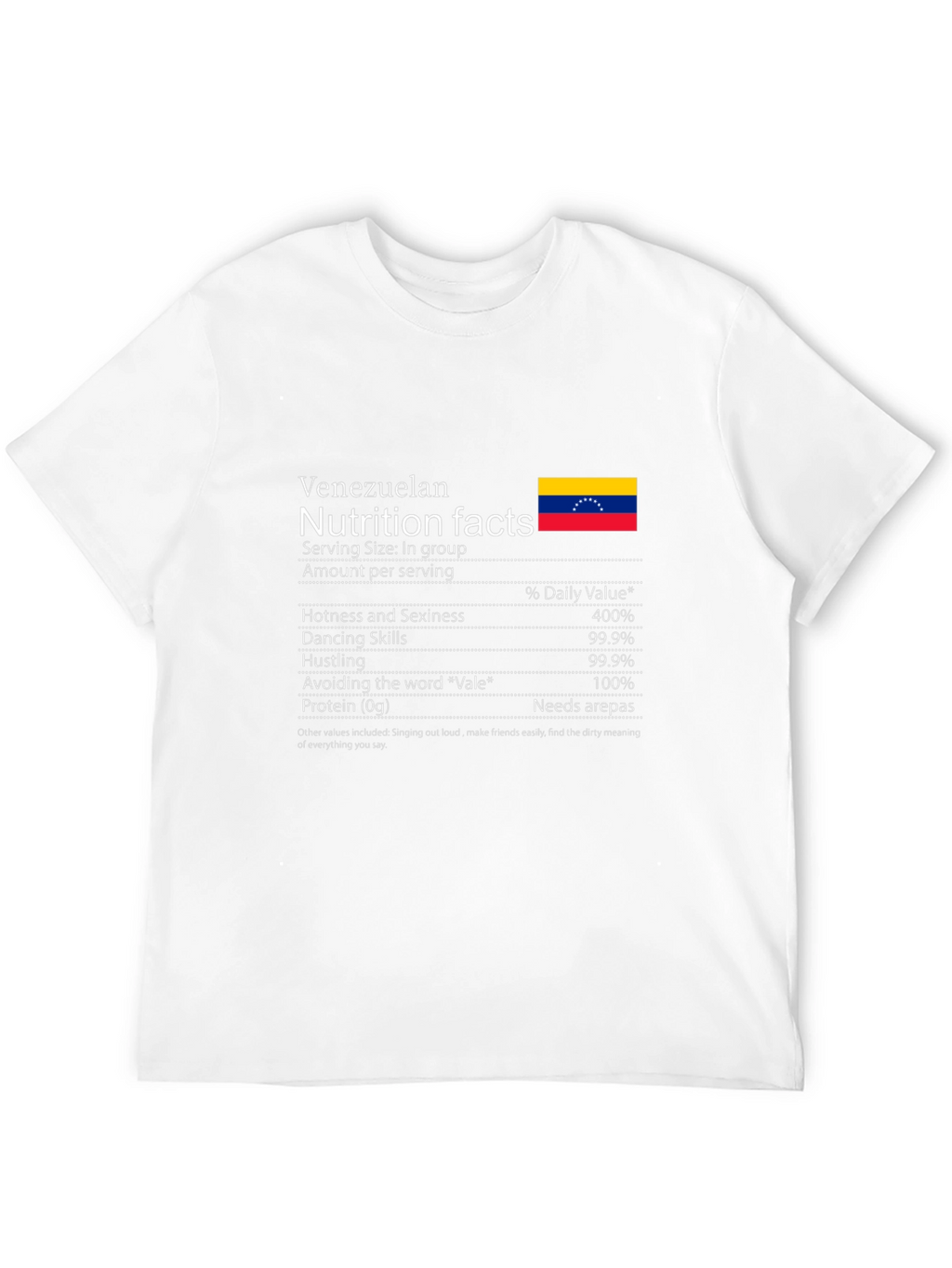 Funny Venezuelan Nutrition Facts T-Shirt
