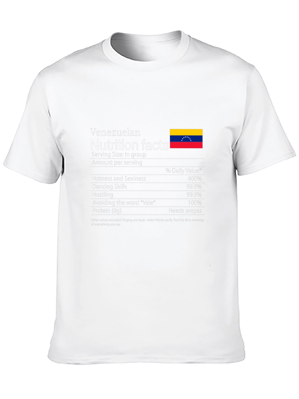 Funny Venezuelan Nutrition Facts T-Shirt