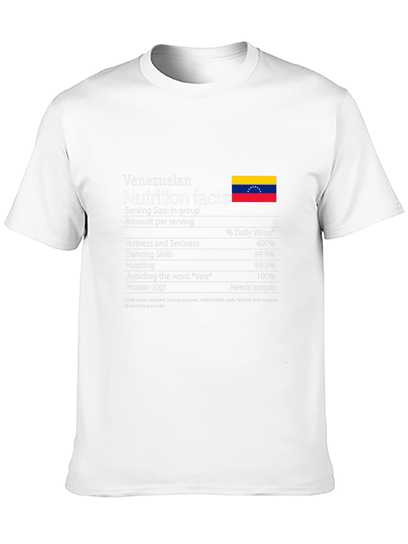 Funny Venezuelan Nutrition Facts T-Shirt