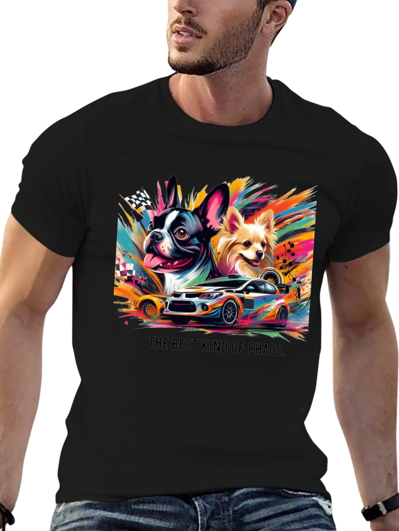 Dog Car Racing T-Shirt - Best Kind of Chaos Tee