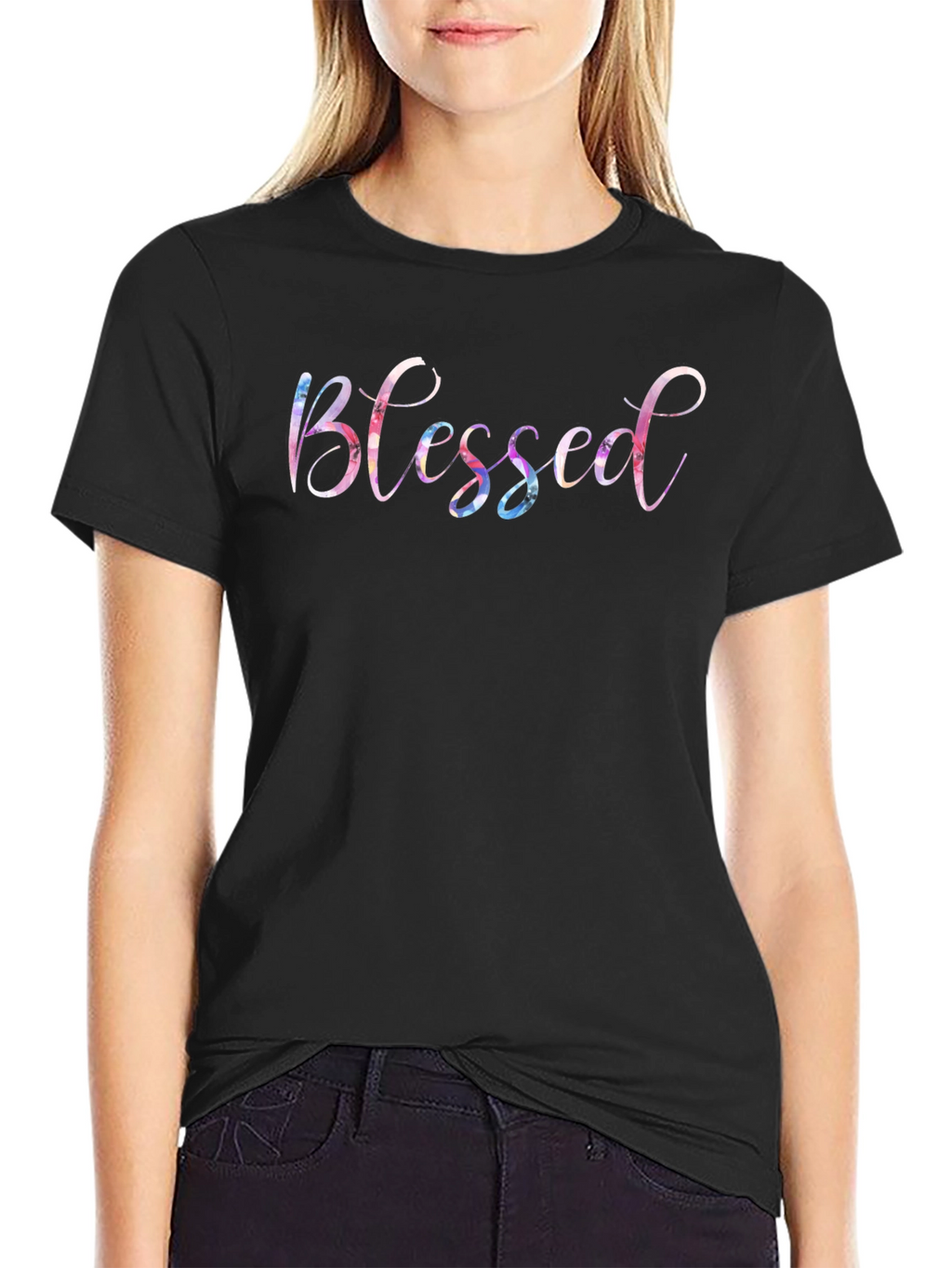 Blessed Graphic Print Crew Neck T-Shirt