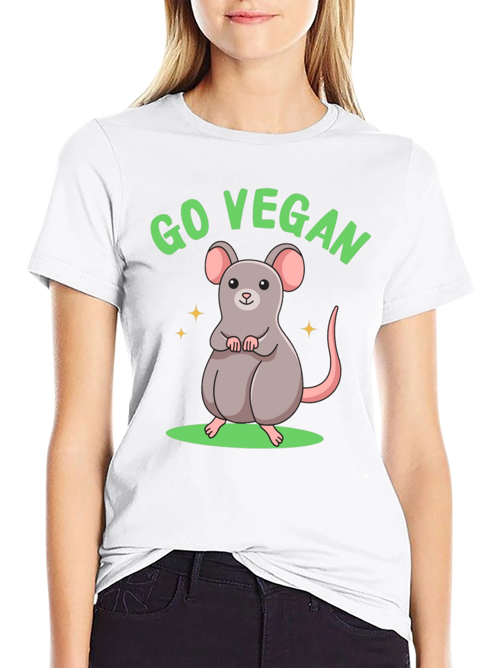 Go Vegan Rat Graphic T-Shirt