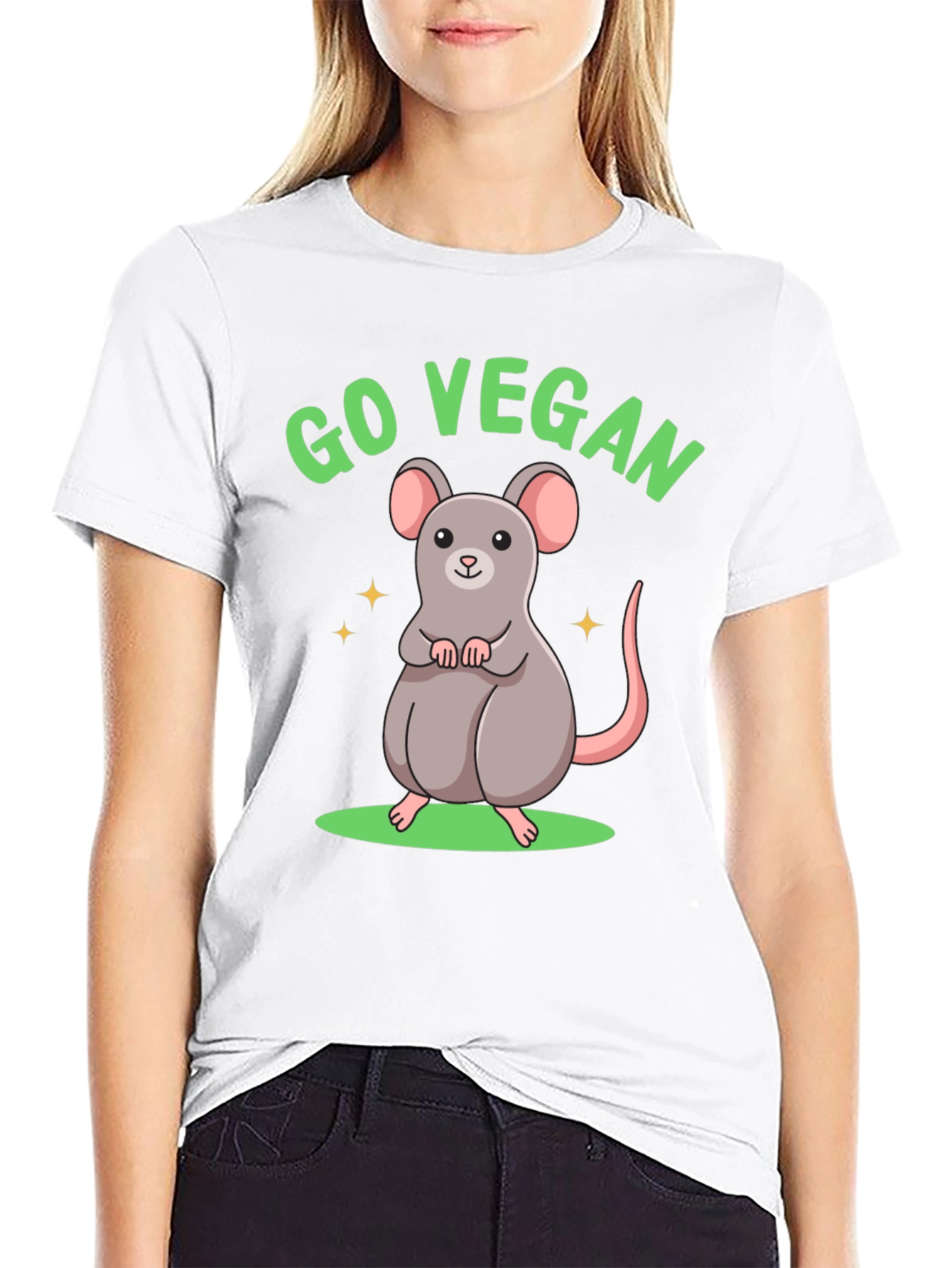 Go Vegan Rat Graphic T-Shirt